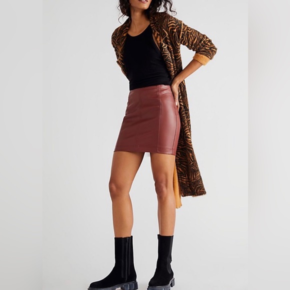 Free People Dresses & Skirts - 6-,Free People Faux Leather Mini